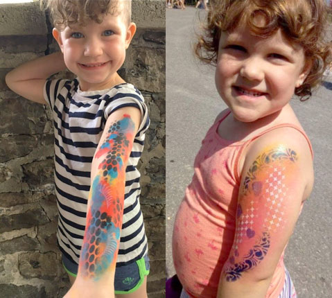 Fantasy Face Painting example of children's arm and leg painting