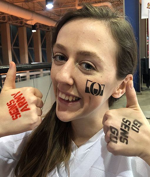 Logo face painting in Ottawa.